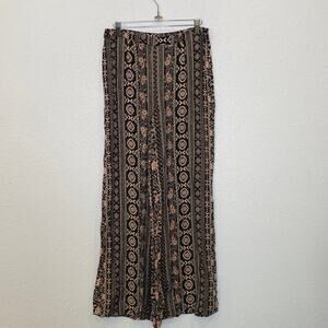 Philosophy Wide Leg Boho All Over Print Flowy Pants Sz 4 Rayon Women’s Black